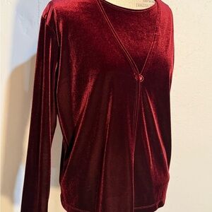 Notations Burgundy Velvet Long Sleeve Top